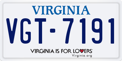 VA license plate VGT7191