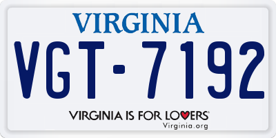 VA license plate VGT7192