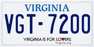 VA license plate VGT7200