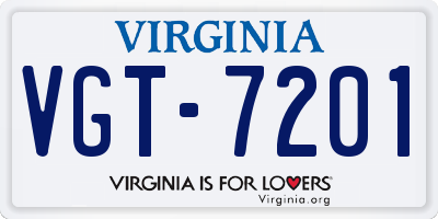 VA license plate VGT7201