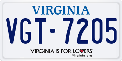 VA license plate VGT7205