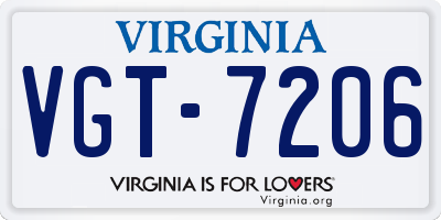 VA license plate VGT7206