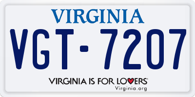 VA license plate VGT7207