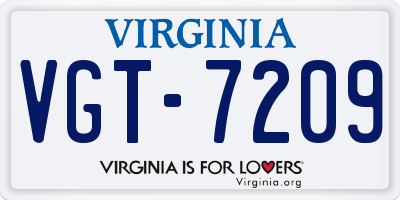 VA license plate VGT7209