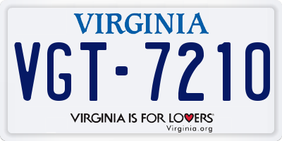 VA license plate VGT7210