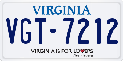 VA license plate VGT7212