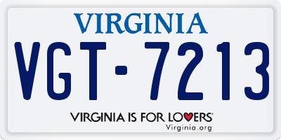 VA license plate VGT7213