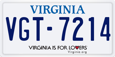 VA license plate VGT7214