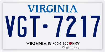 VA license plate VGT7217