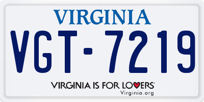 VA license plate VGT7219