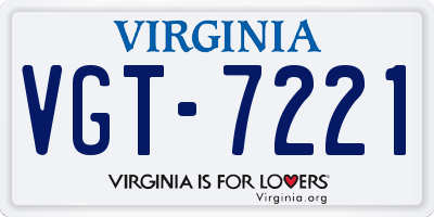 VA license plate VGT7221