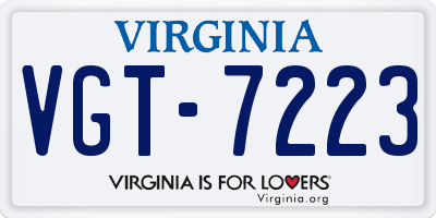 VA license plate VGT7223