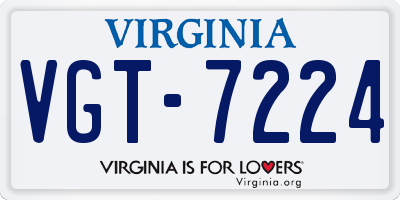 VA license plate VGT7224