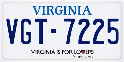 VA license plate VGT7225