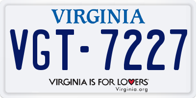 VA license plate VGT7227