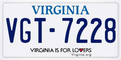 VA license plate VGT7228