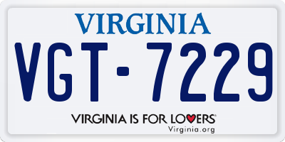 VA license plate VGT7229