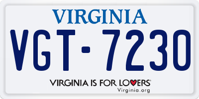 VA license plate VGT7230