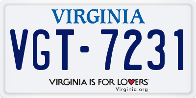 VA license plate VGT7231