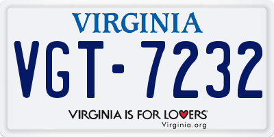 VA license plate VGT7232