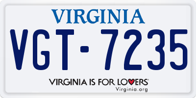 VA license plate VGT7235