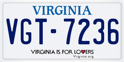 VA license plate VGT7236