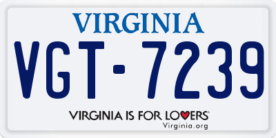 VA license plate VGT7239
