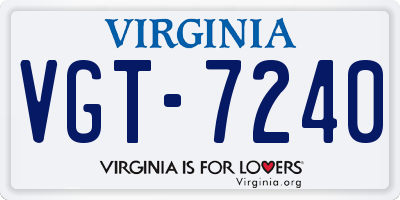 VA license plate VGT7240