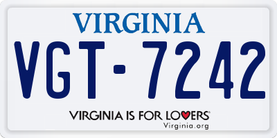 VA license plate VGT7242