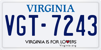 VA license plate VGT7243
