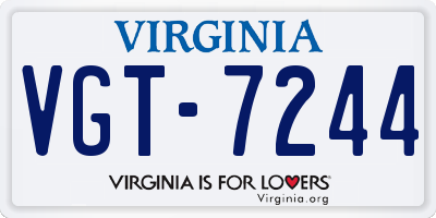VA license plate VGT7244