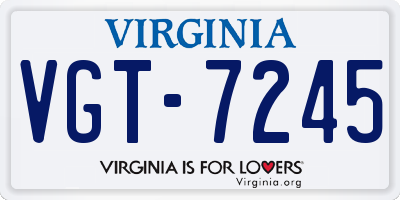 VA license plate VGT7245