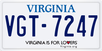 VA license plate VGT7247