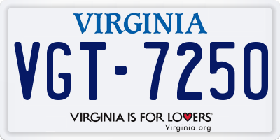 VA license plate VGT7250