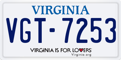 VA license plate VGT7253