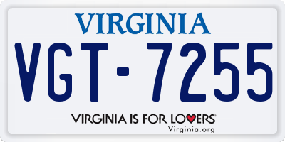 VA license plate VGT7255