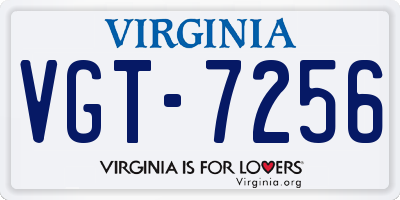 VA license plate VGT7256