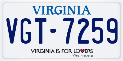 VA license plate VGT7259