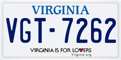 VA license plate VGT7262