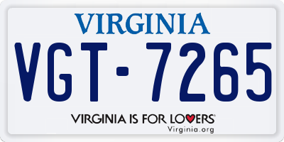 VA license plate VGT7265