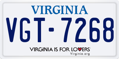 VA license plate VGT7268
