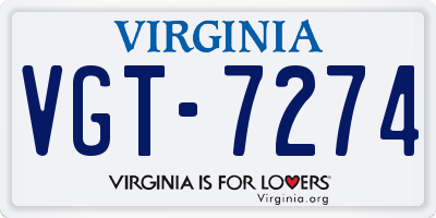 VA license plate VGT7274