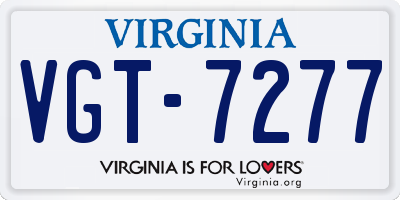 VA license plate VGT7277