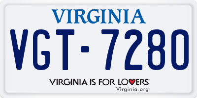 VA license plate VGT7280