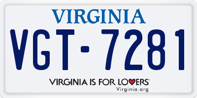 VA license plate VGT7281