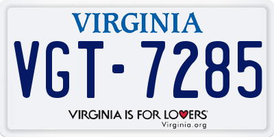 VA license plate VGT7285