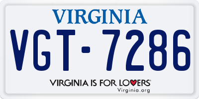 VA license plate VGT7286