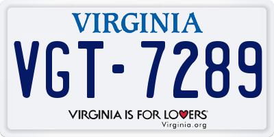 VA license plate VGT7289