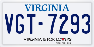 VA license plate VGT7293
