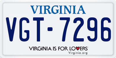 VA license plate VGT7296